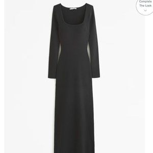 Abercrombie Long-Sleeve Squareneck Maxi Sweater Dress XS Black